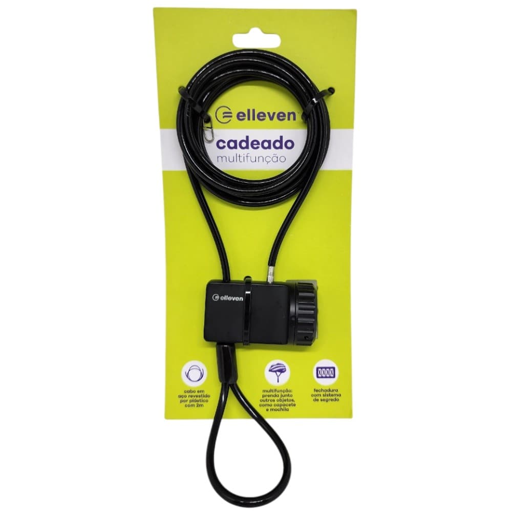 Cadeado Bike Multifunção com Cabo 5mx2000mm Elleven Segredo