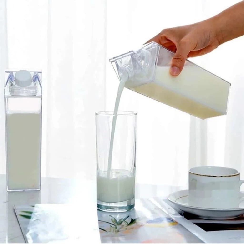 Garrafa 500 ML Caixa Leite Sucos Jarra Pote Vasilha Armazena Aguá  Conserva Transparente Liquido