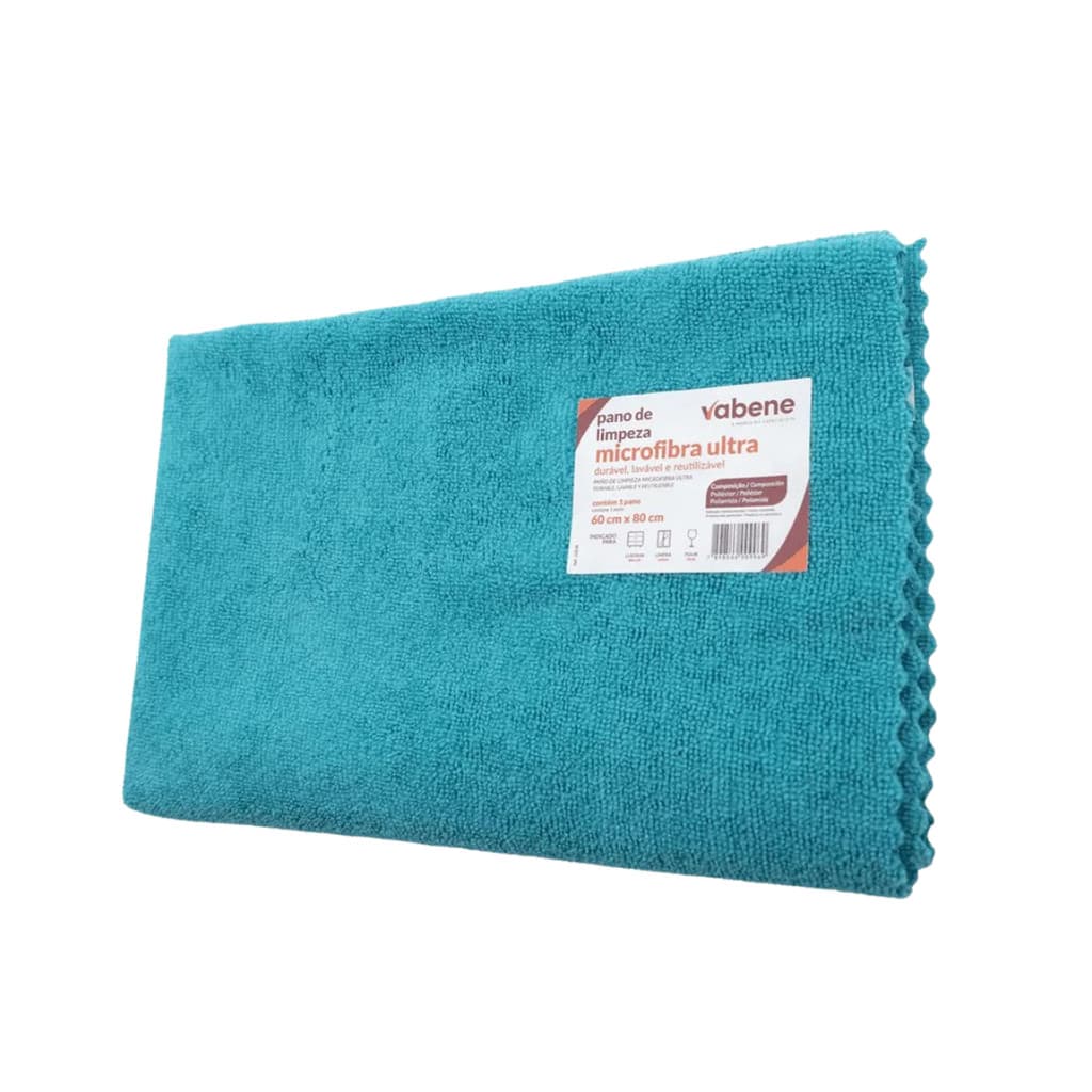 Panos De Microfibra Grande 60x80 Kit 5 Vabene Limpeza Lustra Móveis Reutilizável E Lavável