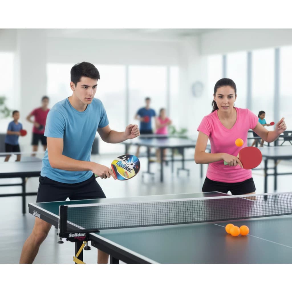 Kit Ping Pong Tênis Mesa Com 2 Raquetes e 3 Bolinhas Iniciantes Infantil