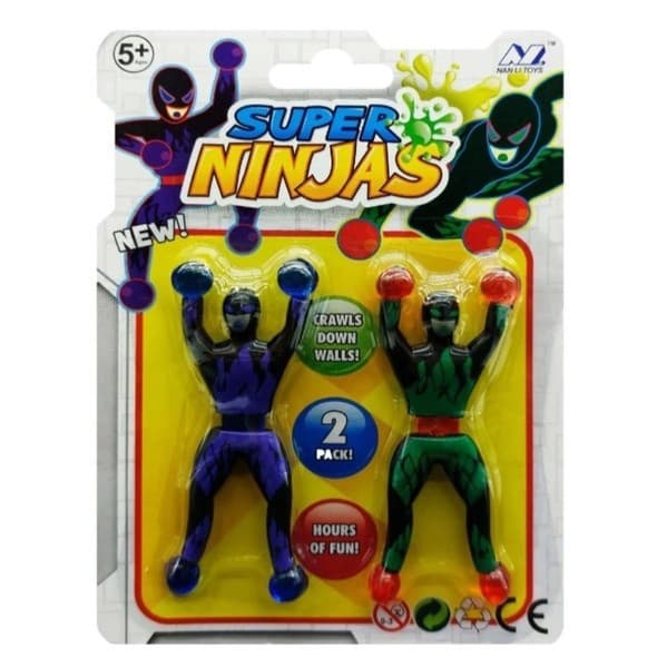 Kit com 2 Bonecos Super Ninjas – Gruda na Parede e Vidro