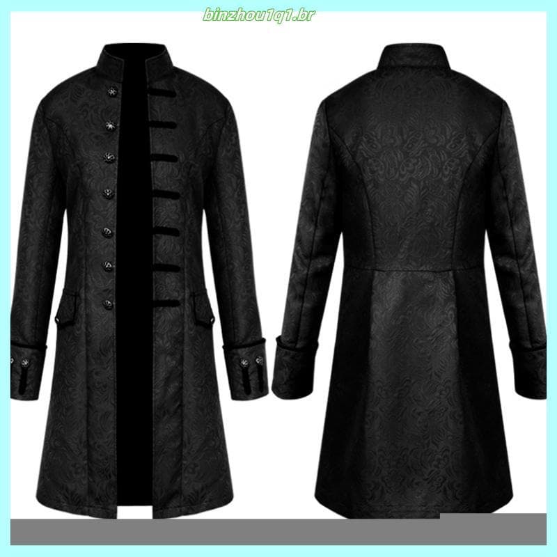 Homens Renascença Casaco Medieval Steampunk Gótico Retro Uniforme Corta-Vento