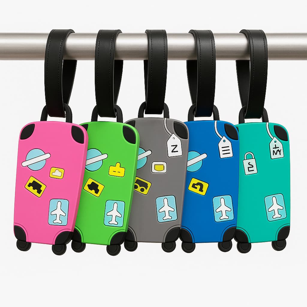 Kit 10 Tag de Bagagem Etiquetas de Mala Identificador Viagem Mochila Plástico Silicone Transporte