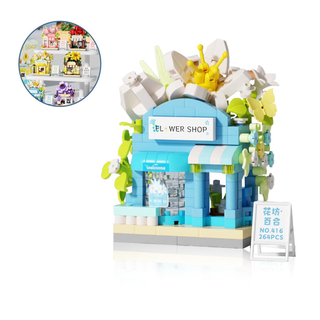 Blocos de construção Urban Florist, coloridos e com detalhes requintados