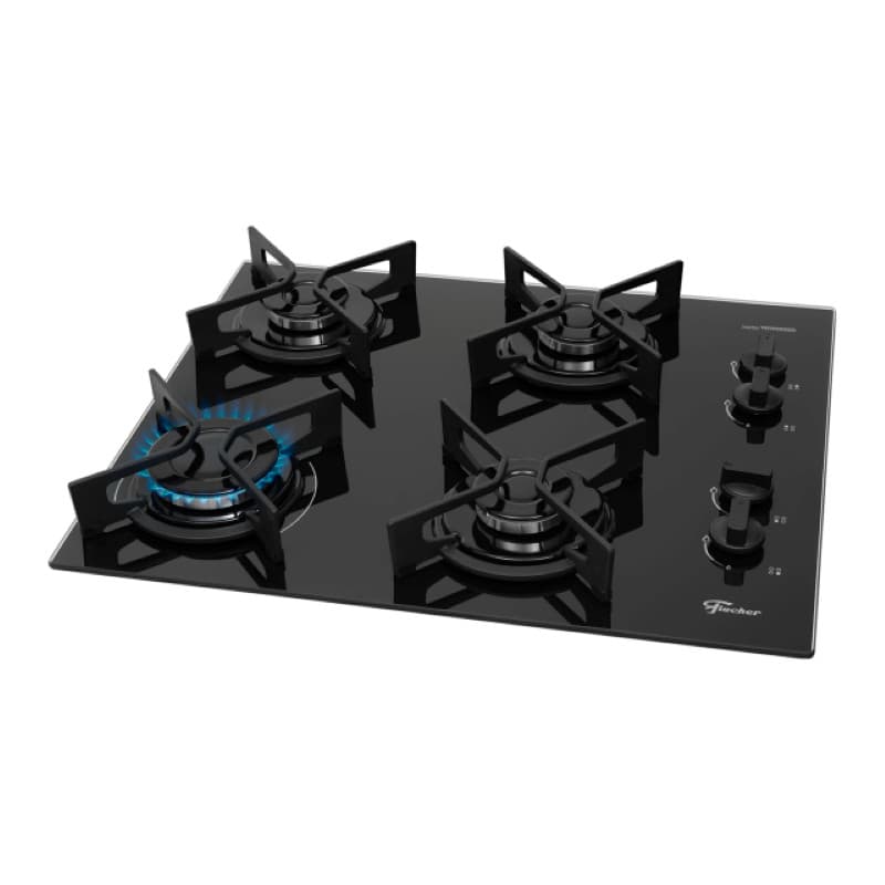 Cooktop a Gás Fischer 4 Bocas Fit Line Trempe Iron Preto