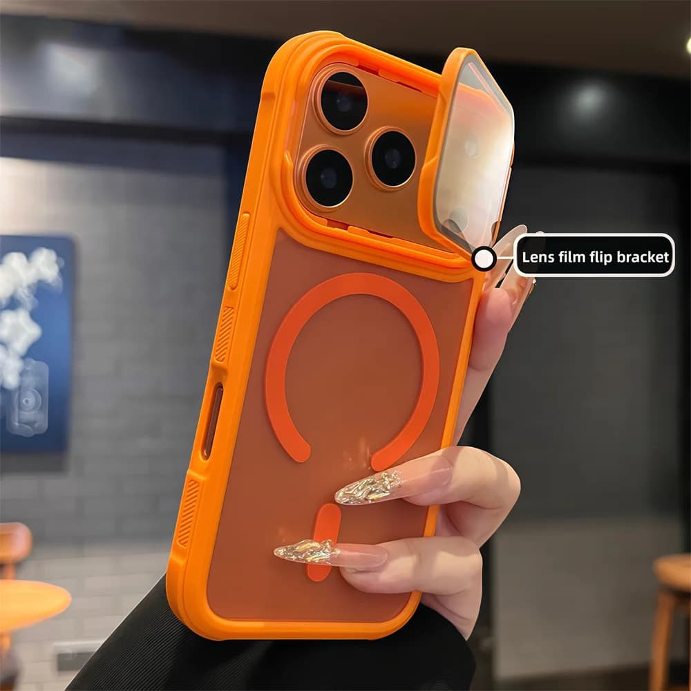 Capa De Telefone Magnética Para iPhone 17 Air 16 15 plus 17 Pro Max Lente Da Câmera Kickstand Anel Suporte Dura