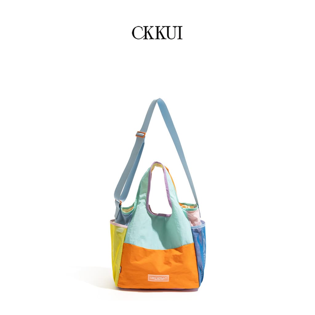 CKKUI Singapura Nicho Contraste Cor Dobrável Bolsa de Compras Grande Capacidade Diagonal Mommy Bag Commuter Bolsa de Omb