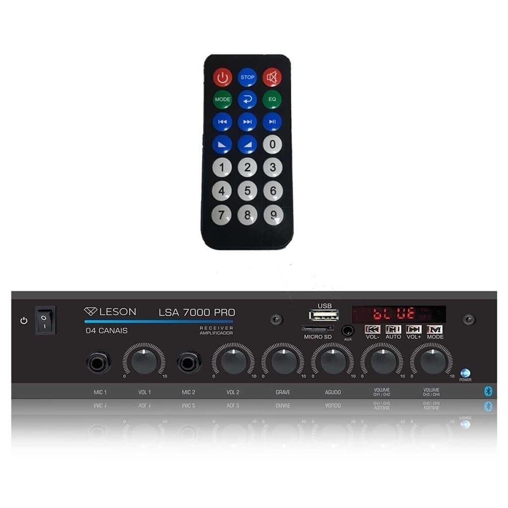 Amplificador Receiver 7000.4 Pro 480w Entrada 2 Microfones