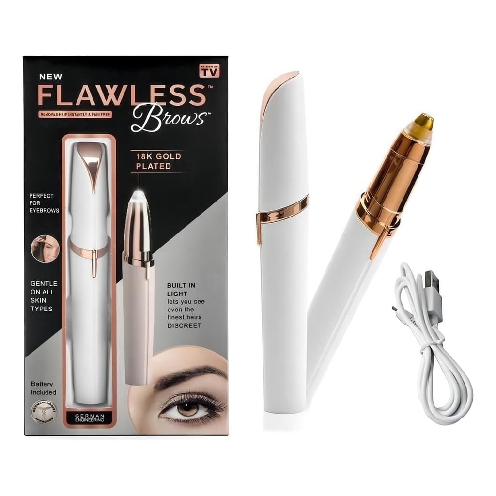 Caneta Depiladora Automática Feminina Sobrancelha Branco Finishing Touch Flawless Brows