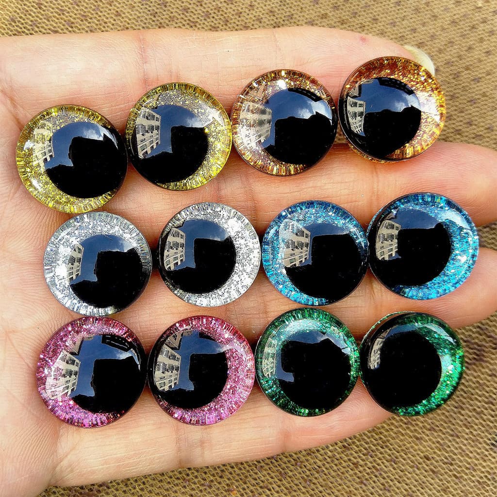 10 Pçs/Lote 3D Glitter Olhos De Segurança Para Brinquedos Amigurumi Trapezoidal Malha Fofinho Feltro Brinquedo De Pelúci