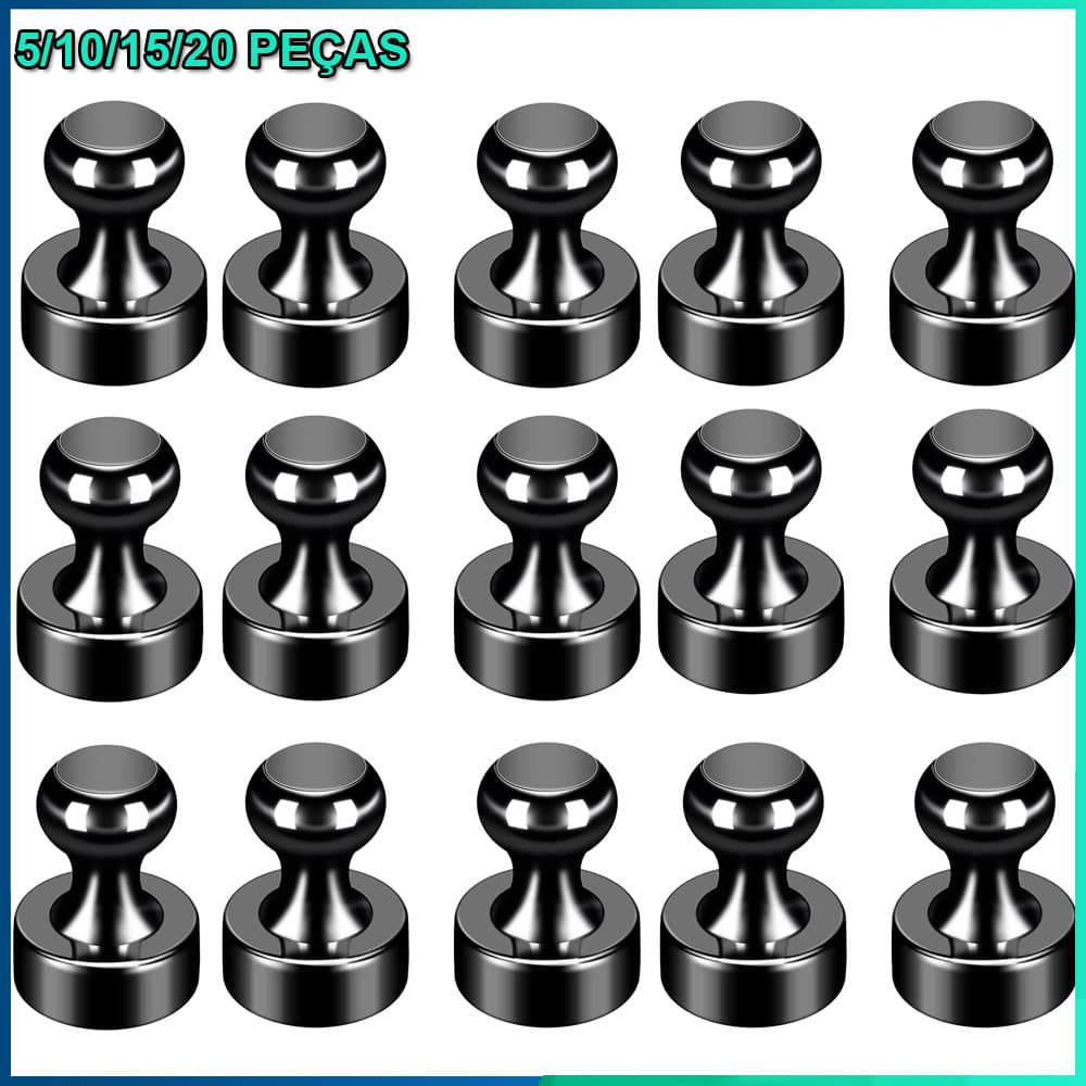 5-20 Pçs Preto Forte Neodímio Magnético Pinos Otário Percevejo Ímã De Aço Durável Push Pin Para Geladeira Quadro Branco