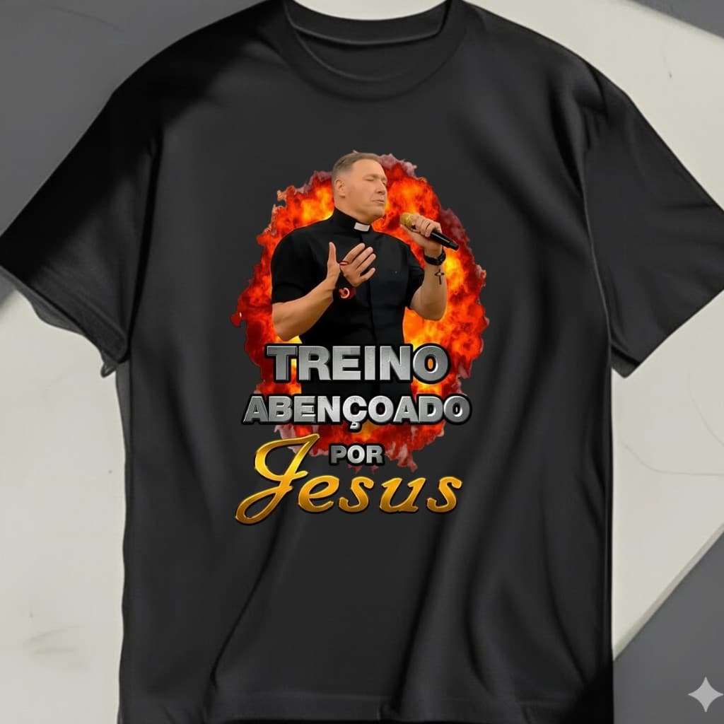 camisa Camiseta de Treino Engraçada Padre Marcelo Rossi Maromba Academia Fitness Abençoado