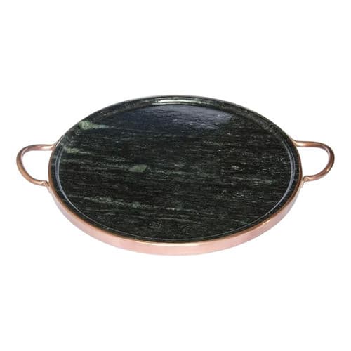 Forma de Pedra Sabão para pizza 22 cm alças de cobre curada