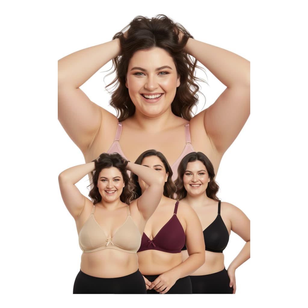 Kit Com 3 Sutiãs Plus Size Reforçados Soutien Top Algodão