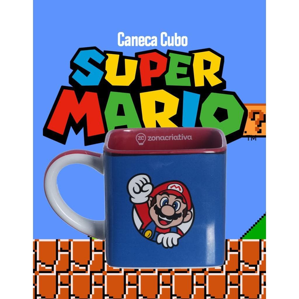 Caneca Super Mario 300ml Nintendo Original Zona Criativa Personagem Clássico Presente Geek Infantil