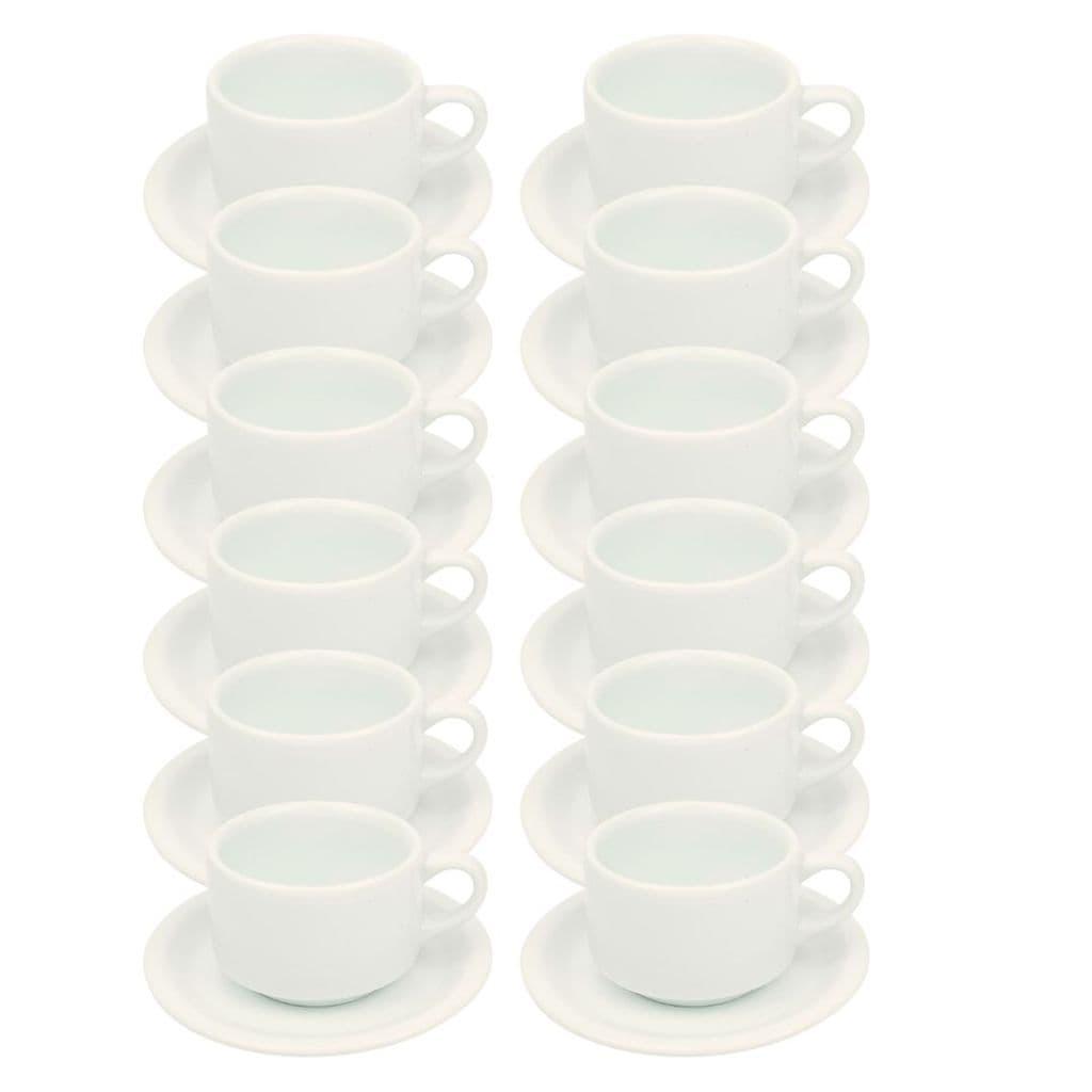 Kit 12 Xícaras Chá Com Pires 200ml Em Porcelana