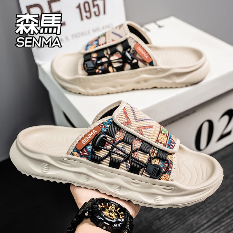 Senma chinelos masculinos verão respirável exterior Wear 2025 novo estilo masculino casa Casual Flip-Flops sandálias de
