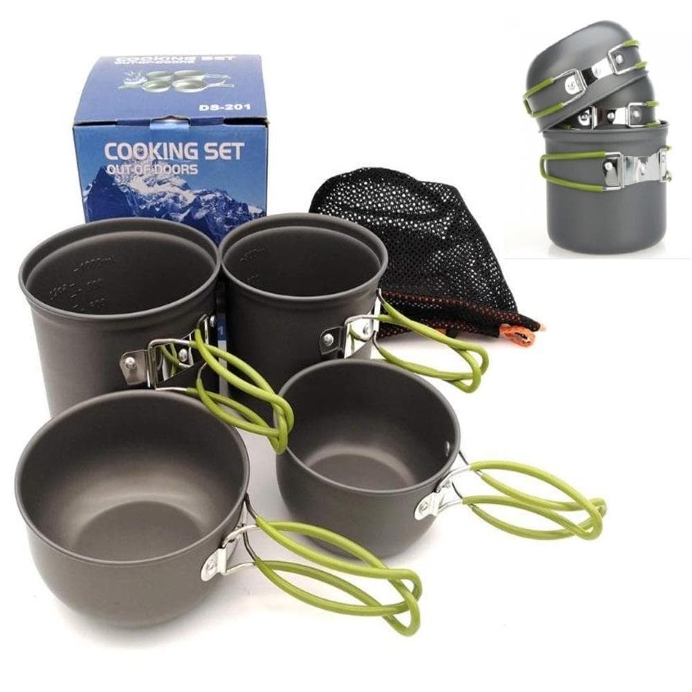 Panelas camping kit cozinha aluminio acampamento outdoor