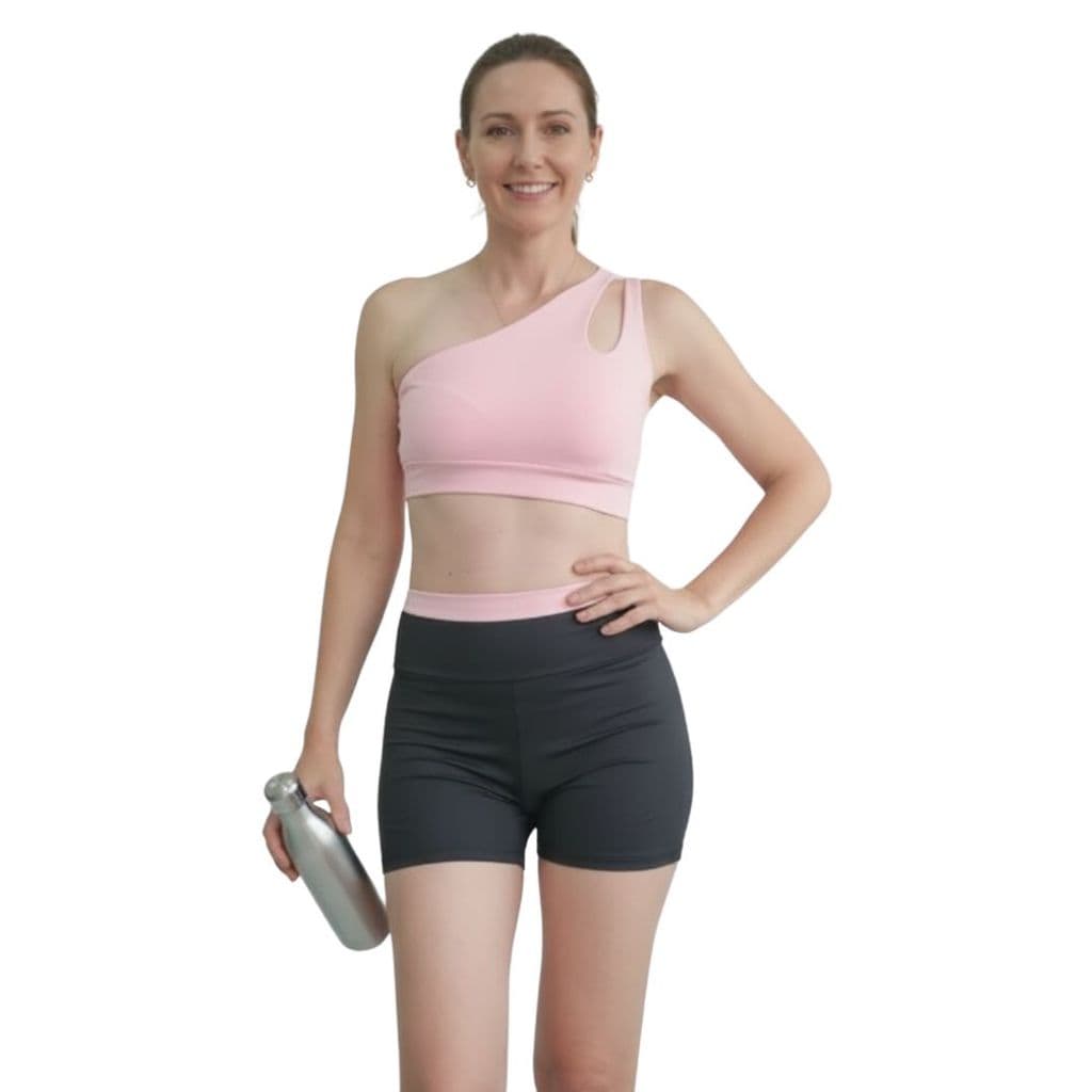 Conjunto Top + Short Feminino Um Ombro Só Short Cintura Alta