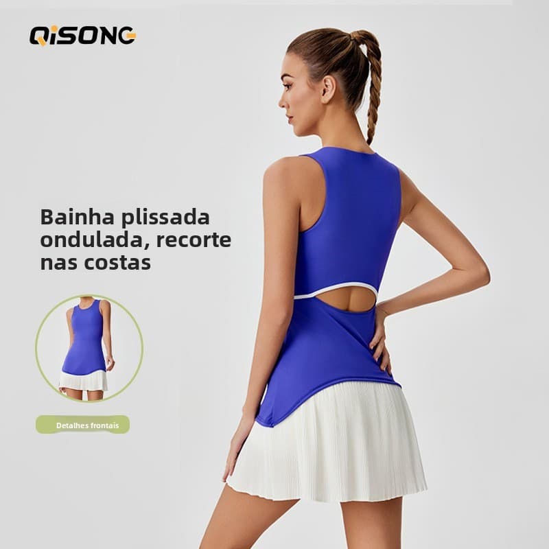 Vestido esportivo de verão, bainha plissada, Anti-reflexo, secagem rápida, saia de tênis de Badminton, costas bonitas, r
