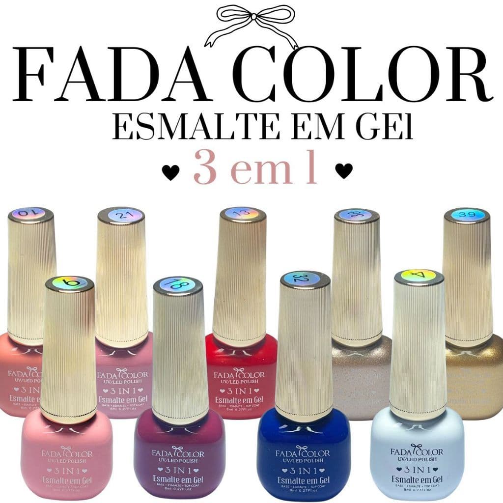 ESMALTE FADA COLOR 3 EM 1 - ALTA COBERTURA - BRILHO INTENSO 8ml - LANCAMENTO