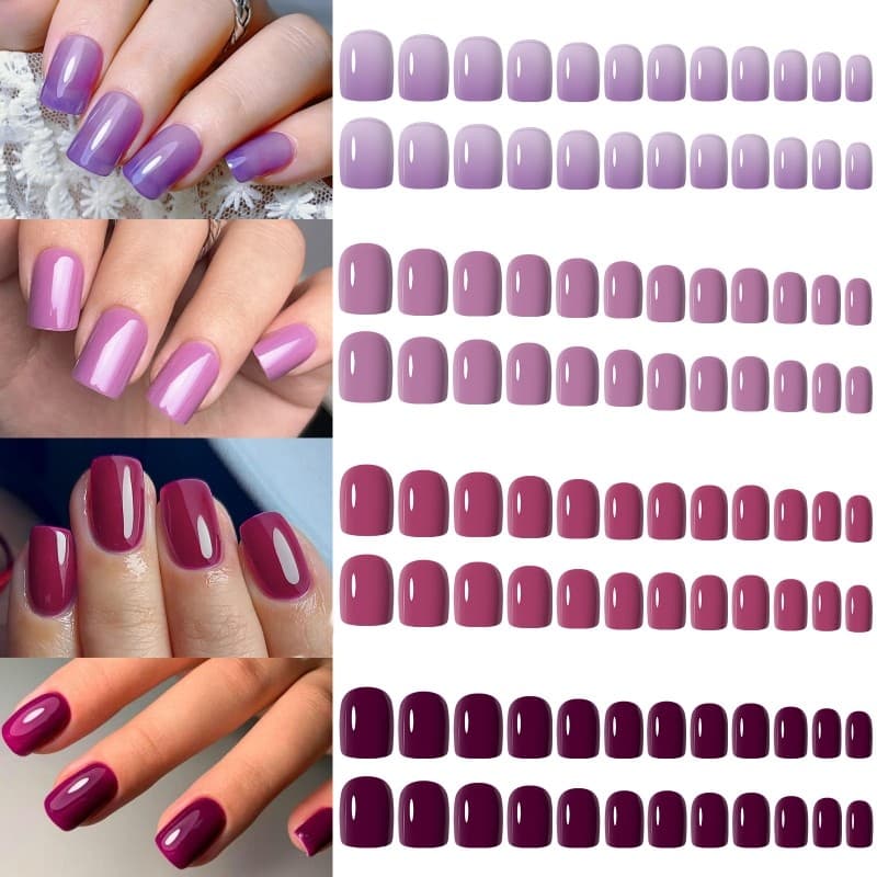 UR SUGAR 96 Peças De Unhas Postiças , Quadradas Longas E Bailarina , Nials Falsos Franceses , Prensa Destacável