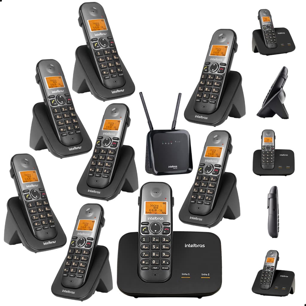 Kit Telefone TS 5150 Intelbras Para Chip 4G com Bina Viva Voz e 7 Ramais Extra Para Atendimento