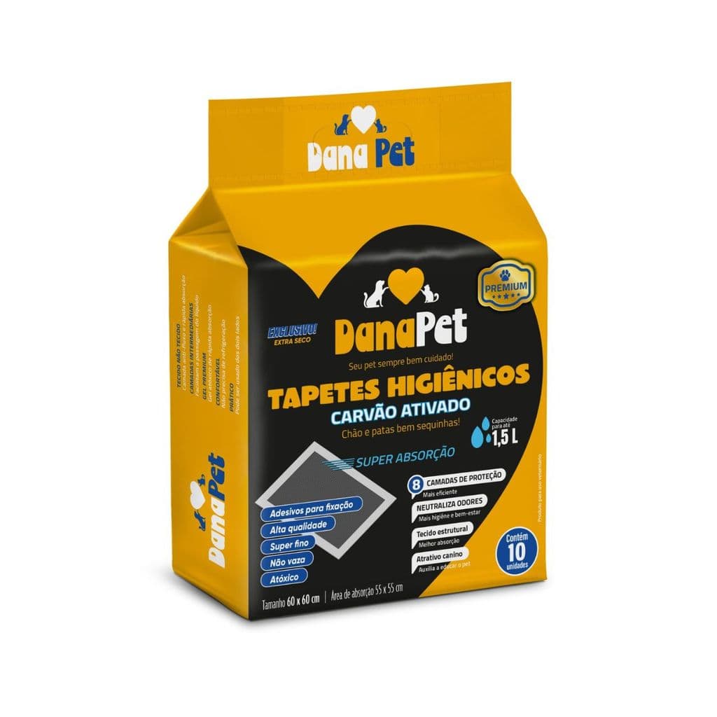 Tapete Higienico Para Cães 60x60 com 10  Folhas (carvao ativado)