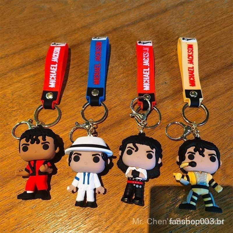 4 Estilo 7cm Criativo Rei Da Dança Michael Jackson Chaveiro Feito À Mão Porta-Chaves Pingente Chaveiros Acessórios De Bo
