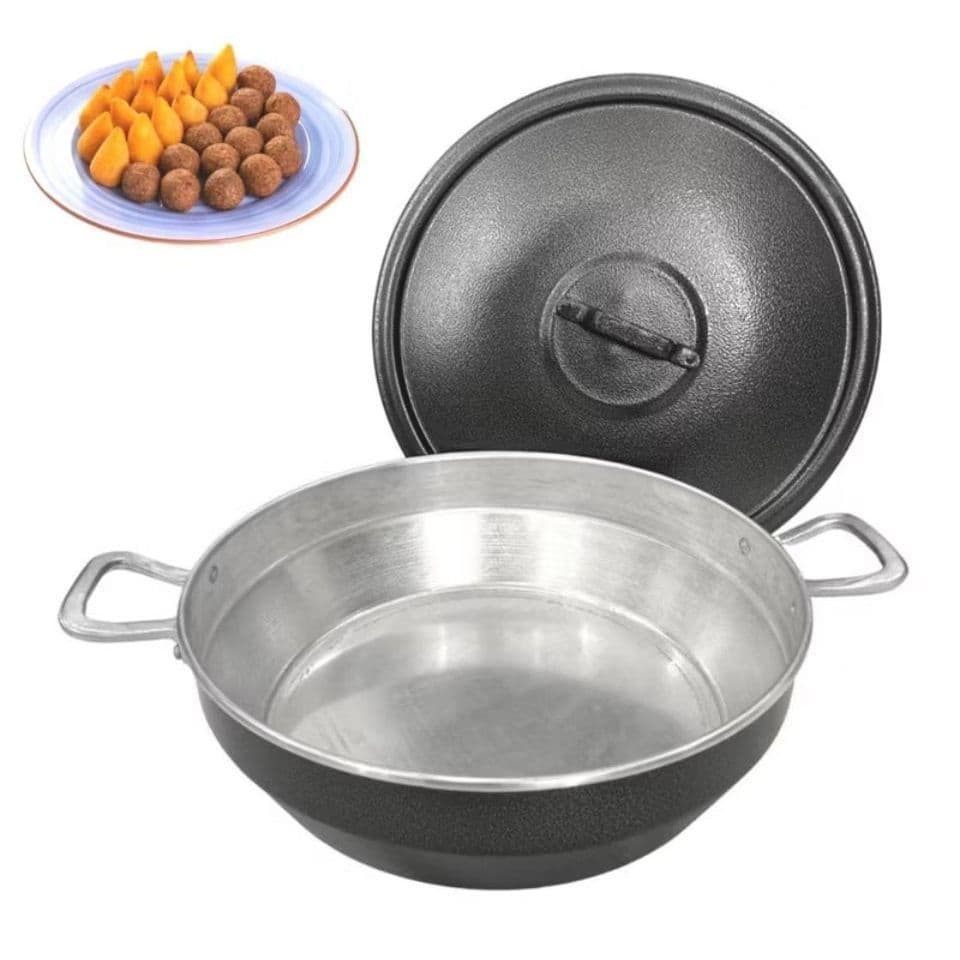 Tacho de Cozinha 32cm 8L Alumínio Grosso com Tampa Polido ou Craquelado