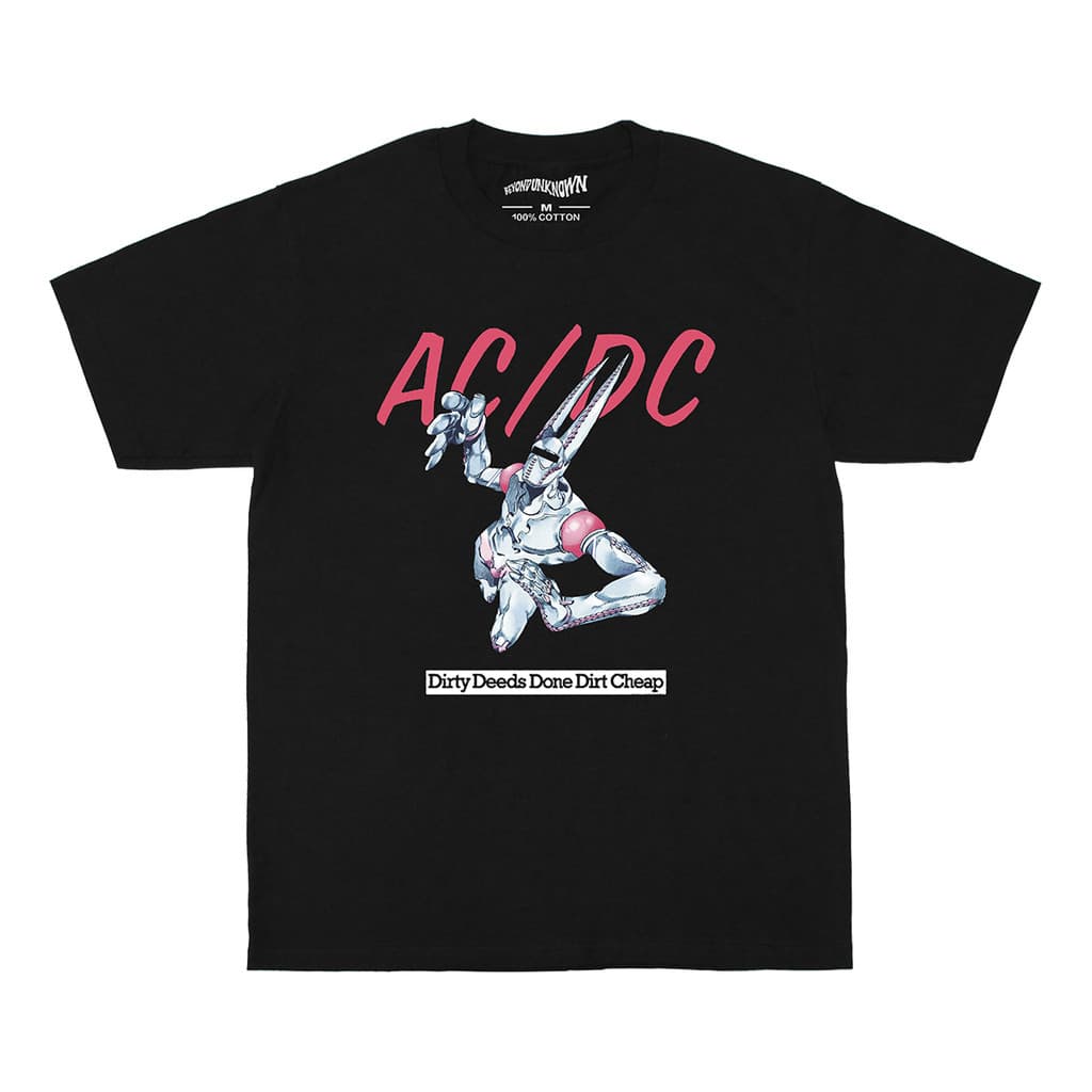 2026 Nova Camiseta Masculino Feminino Oversized JoJo Bizarre Adventure ACDC D4C President Anime Estampa Lavagem
