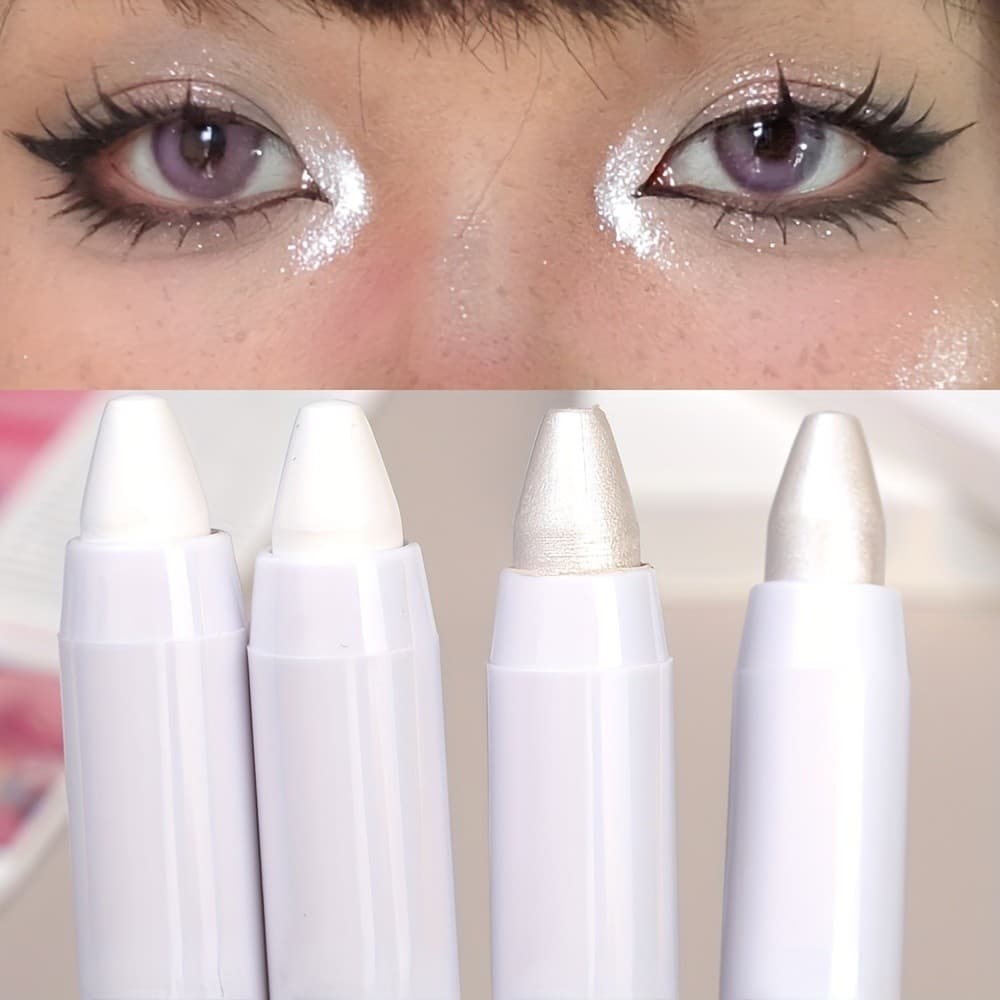 1pc Bastão De Destaque Cintilante , Lápis De Sombra Branco Brilhante Para Olhos Brilhantes , Iluminador De Maquiagem Com