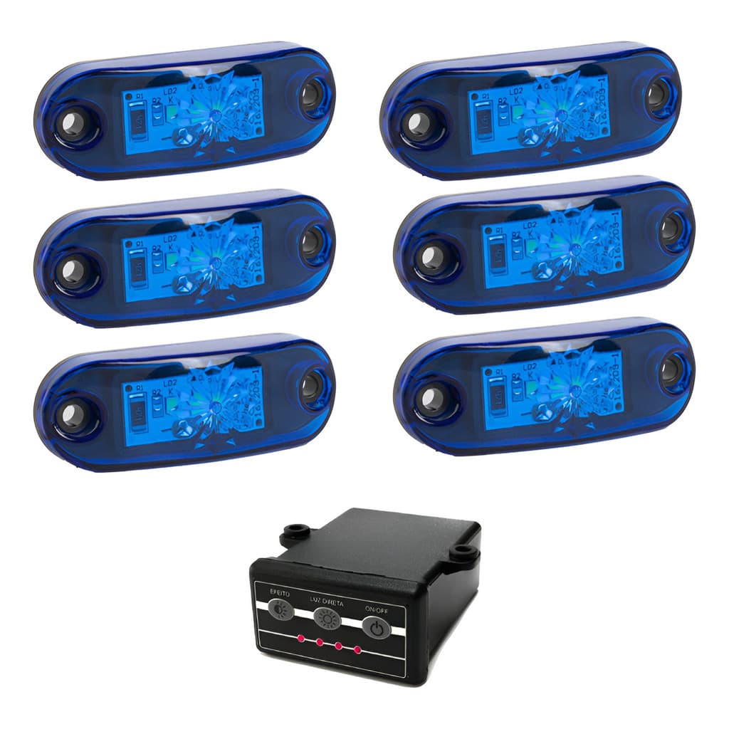 6 Estrobo Azul Led Smd 12v 24v Efeitos Carro Moto Viatura