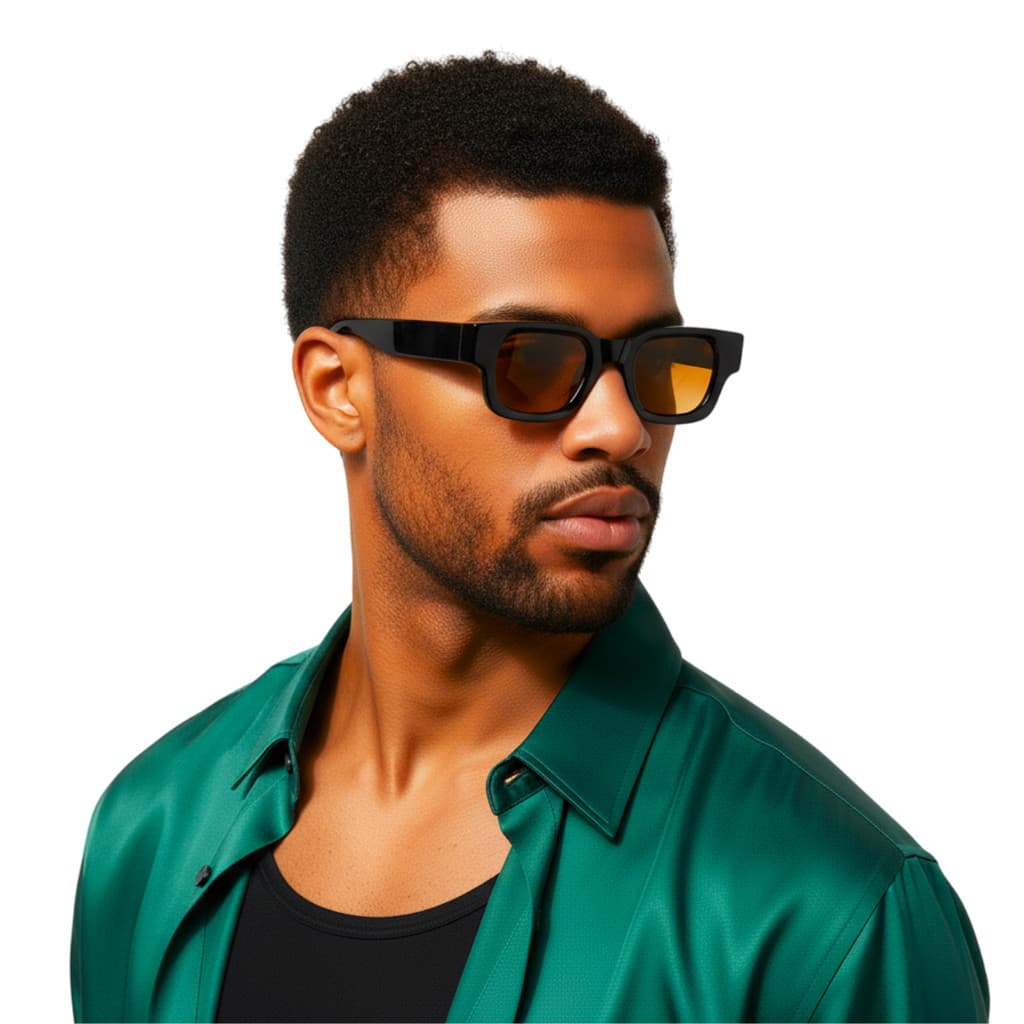 Óculos De Sol Quadrado masculino feminino Uv400 vintage classico armação Preta Lente Amarelada + CASE  GRATIS Brinde