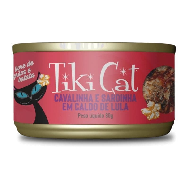 Tiki Cat Grill Alimento Úmido para Gatos Sabor Cavalinha e Sardinha em Caldo de Lula 80g