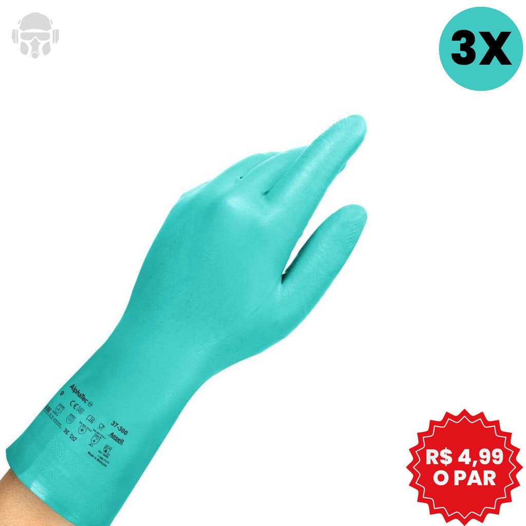 Kit 3 Pares de Luva Ansell Nitrílica 37-300 Para Alimentos CA 44299
