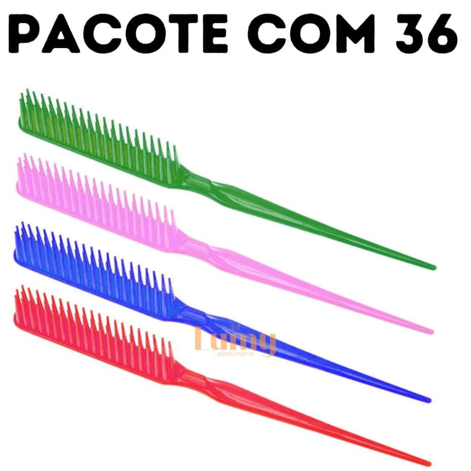 Pente Fitagem 3 Fileiras Para Finalização Cabelo Cacheado Com Cabo Fino Kit 36
