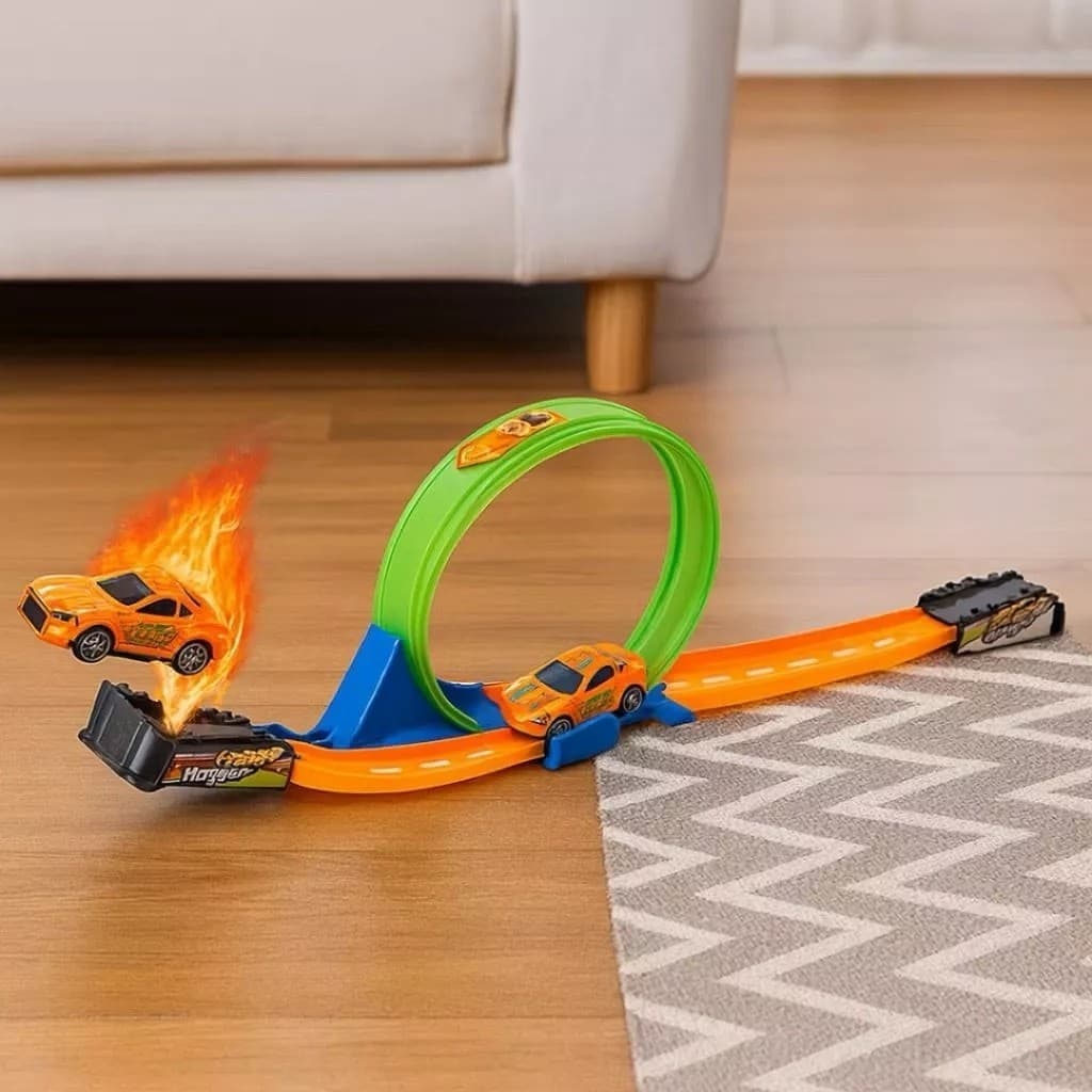 Pista de Corrida Infantil com Loop 360º Aventura de Velocidade 11 Peças carrinho brincar sem pilhas
