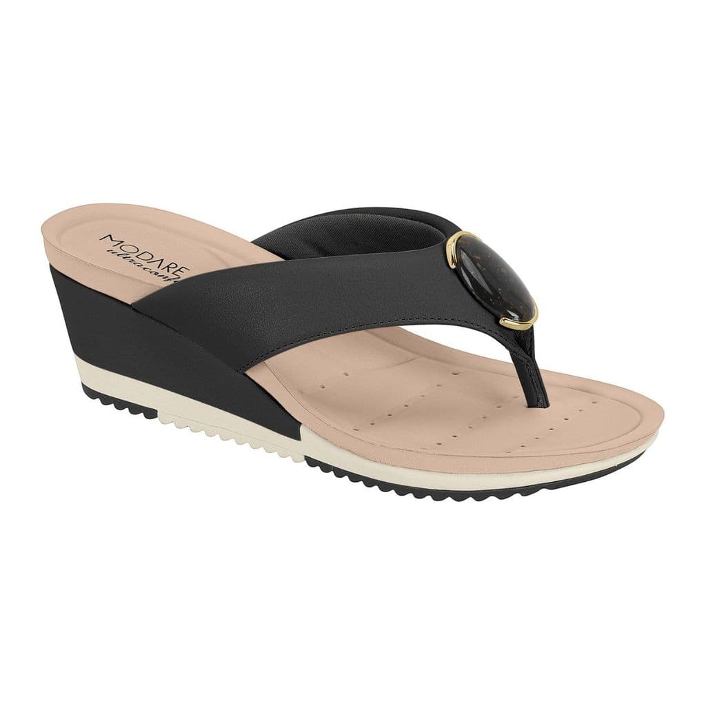 Chinelo Tamanco Modare UltraConforto Salto Anabela Pedra