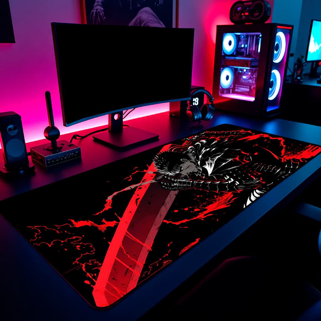 Mouse Pad Berserk Espada Guts Gamer 65x30cm / 80x40cm / 90x50cm / 120x60cm / Borda Costurada