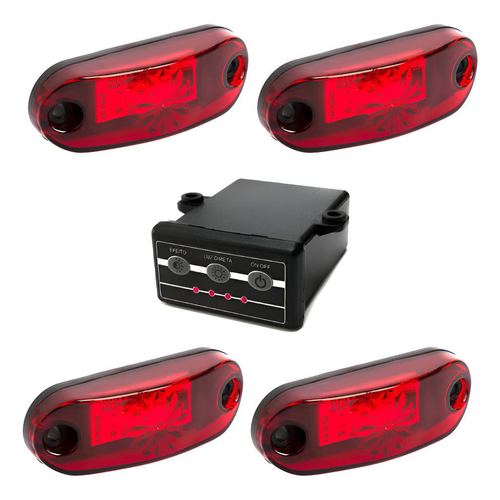 Estrobo Led Sinaleira Lanterna Vermelho 12v 24v Efeitos Luz - Fio Positivo E Negativo - Vermelho - Vermelha