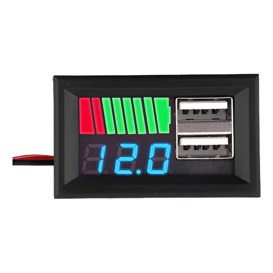 Voltímetro Digital Automotivo 12v Usb Carregador Som Bateria
