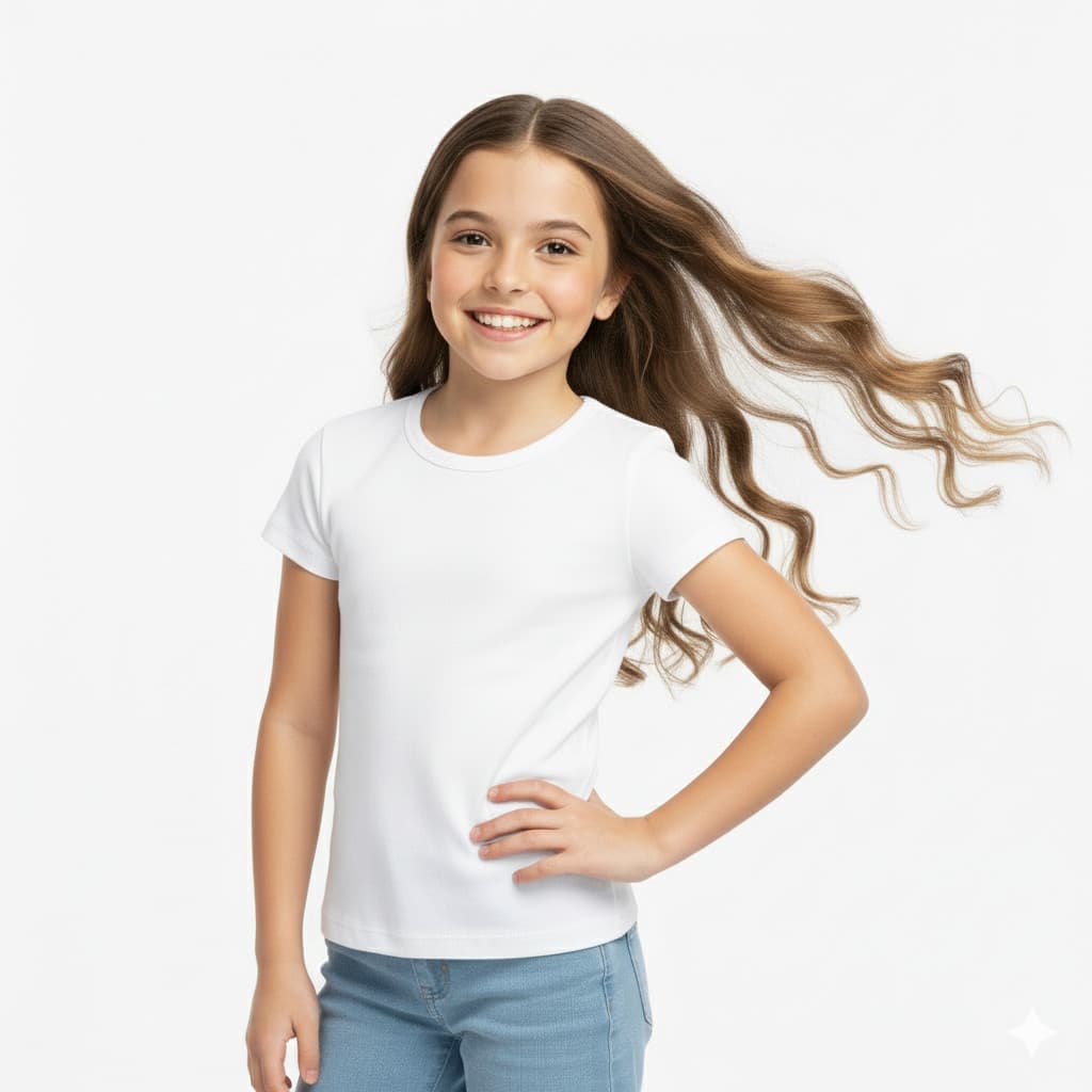 Camiseta Feminina infantil Branca Lisa sem Estampa Tecido 100% algodão
