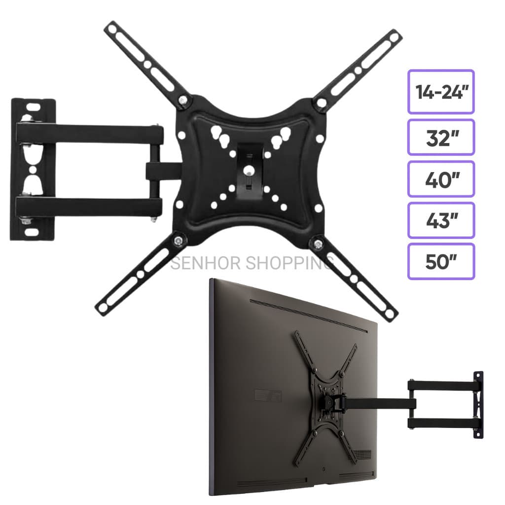 Suporte para TV e monitor TRI Articuladoo de Parede Lcd Led Tv Smart Universal 14 a 50 Polegadas