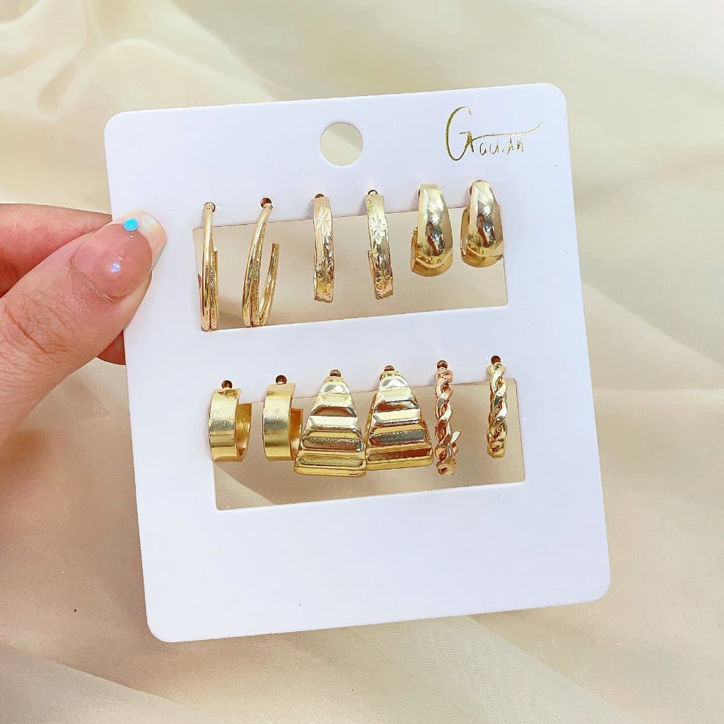 KIT 6  Pares de Minis Argolas Brincos Prata/Dourado-223A