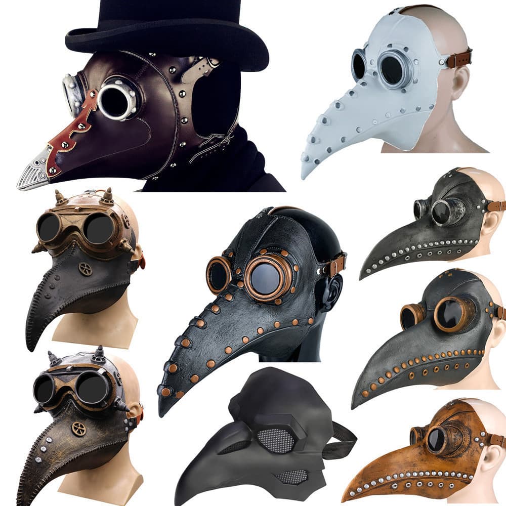 Plague médico máscara couro no bico máscara steampunk Halloween pássaros Pu cosplay adereços acessórios boomcaca