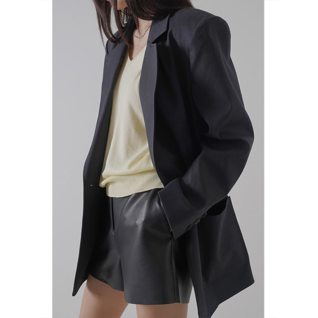 Couro do plutônio Shorts de perna larga senhoras outono inverno novo estilo cintura alta exterior usar calças retas pequ