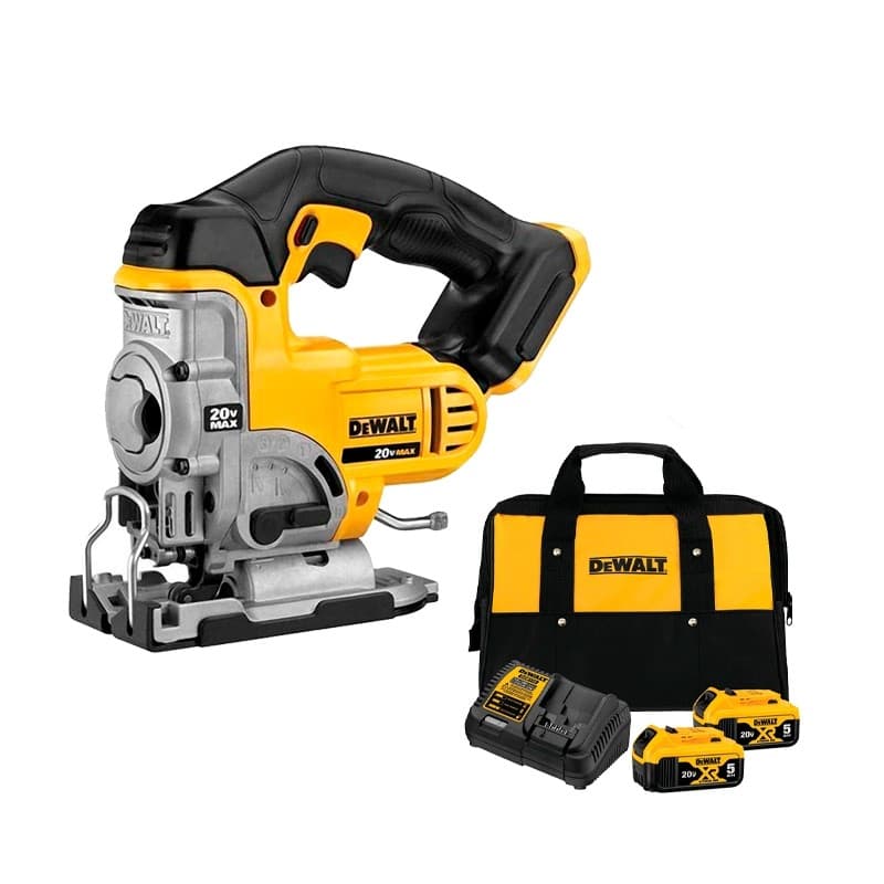 Kit Serra Tico-Tico 20V Dewalt DCS331-B3  2 Baterias 5Ah DCB205-B3  Carregador DCB115 Bivolt  Bolsa