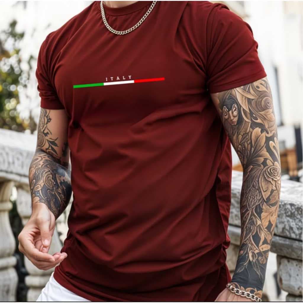 Camiseta Streetwear Masculina 100% Algodão Italy Basica Camisa Estampada Envio Imediato