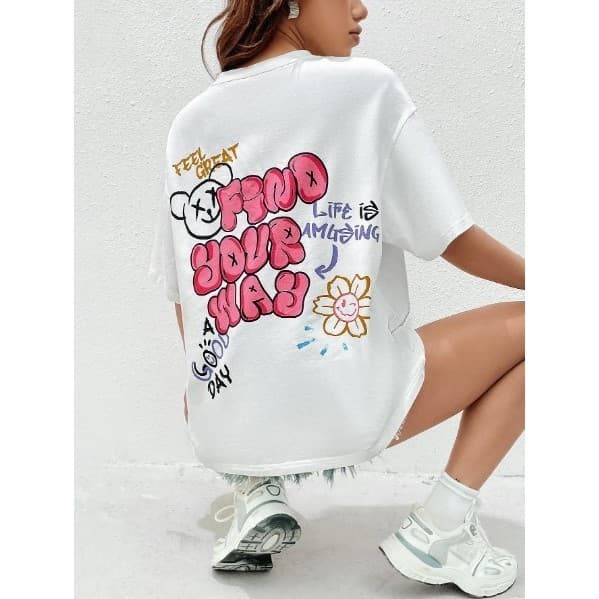 Camiseta Streetwear Sinta-se Grande Encontrar O Seu Caminho Urso ,Algodão